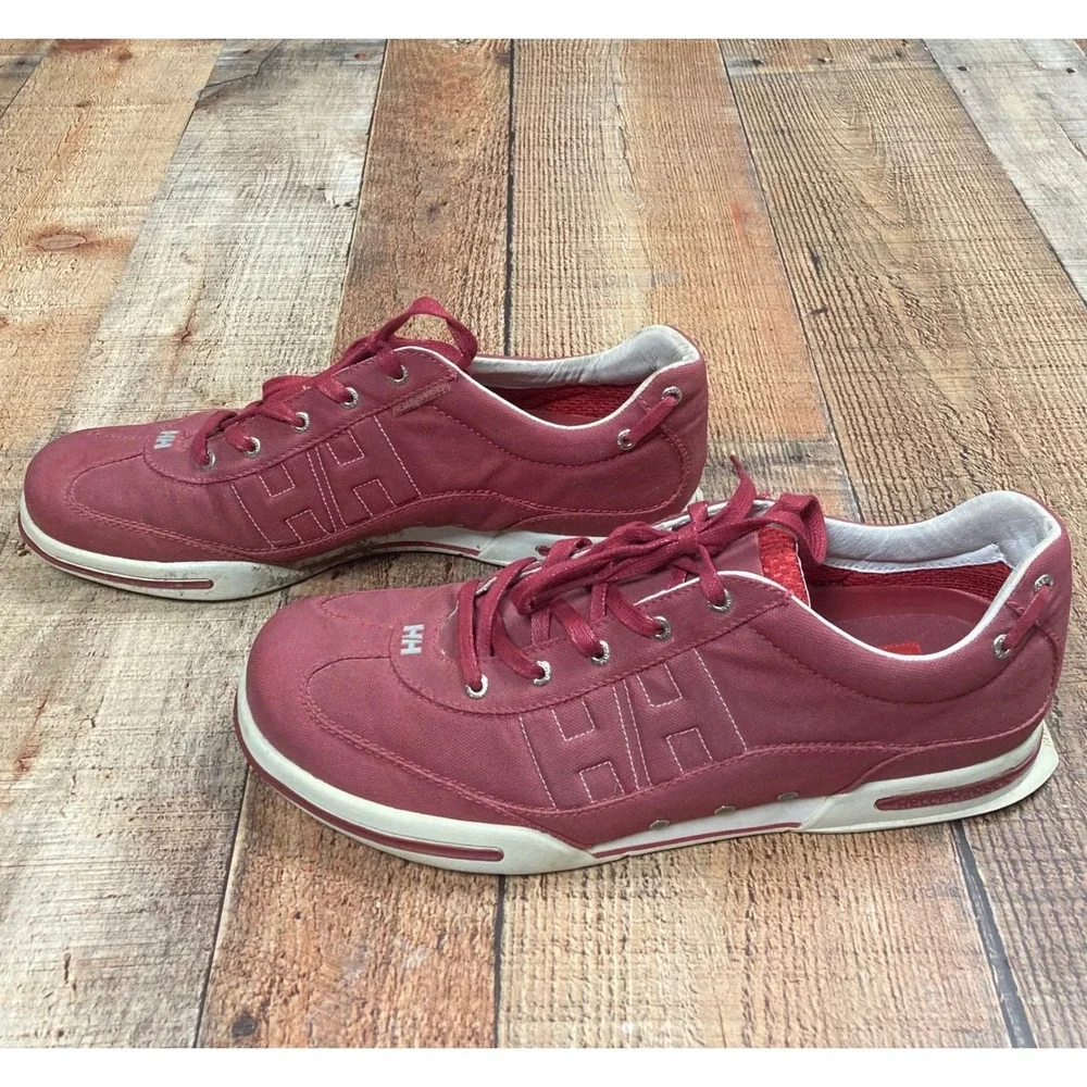 Helly‎ Hansen Mens Burgundy Canvas Low Top Sailing Boat Shoes HH Logo Sneaker